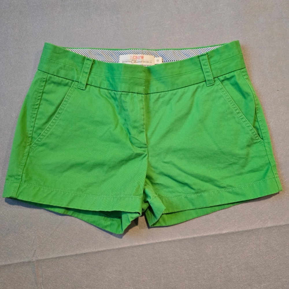 J.Crew Womens Broken-In Chino Shorts Kelly Green Cotton Size 0 56445